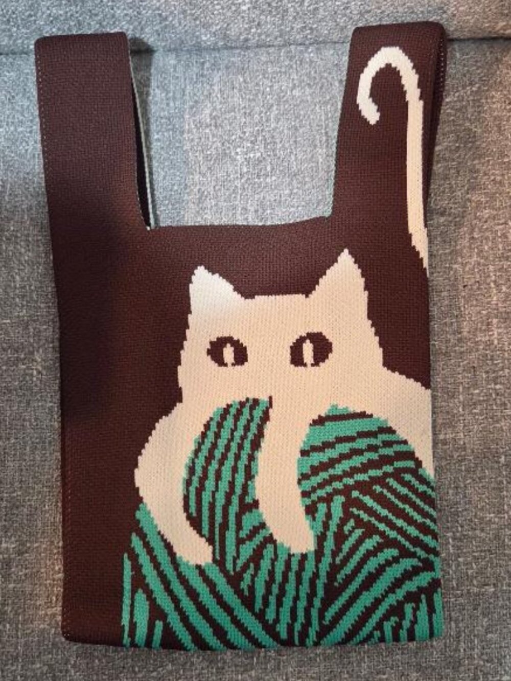Japanese Style Cat Knit Wrist Bag
